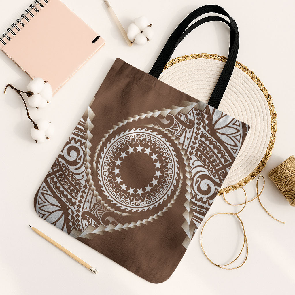 Cook Islands Gospel Day Tote Bag Brown Tribal Curves
