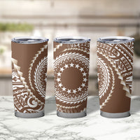 Cook Islands Gospel Day Tumbler Cup Brown Tribal Curves
