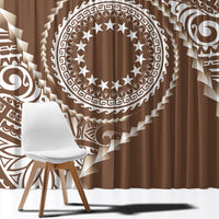 Cook Islands Gospel Day Window Curtain Brown Tribal Curves