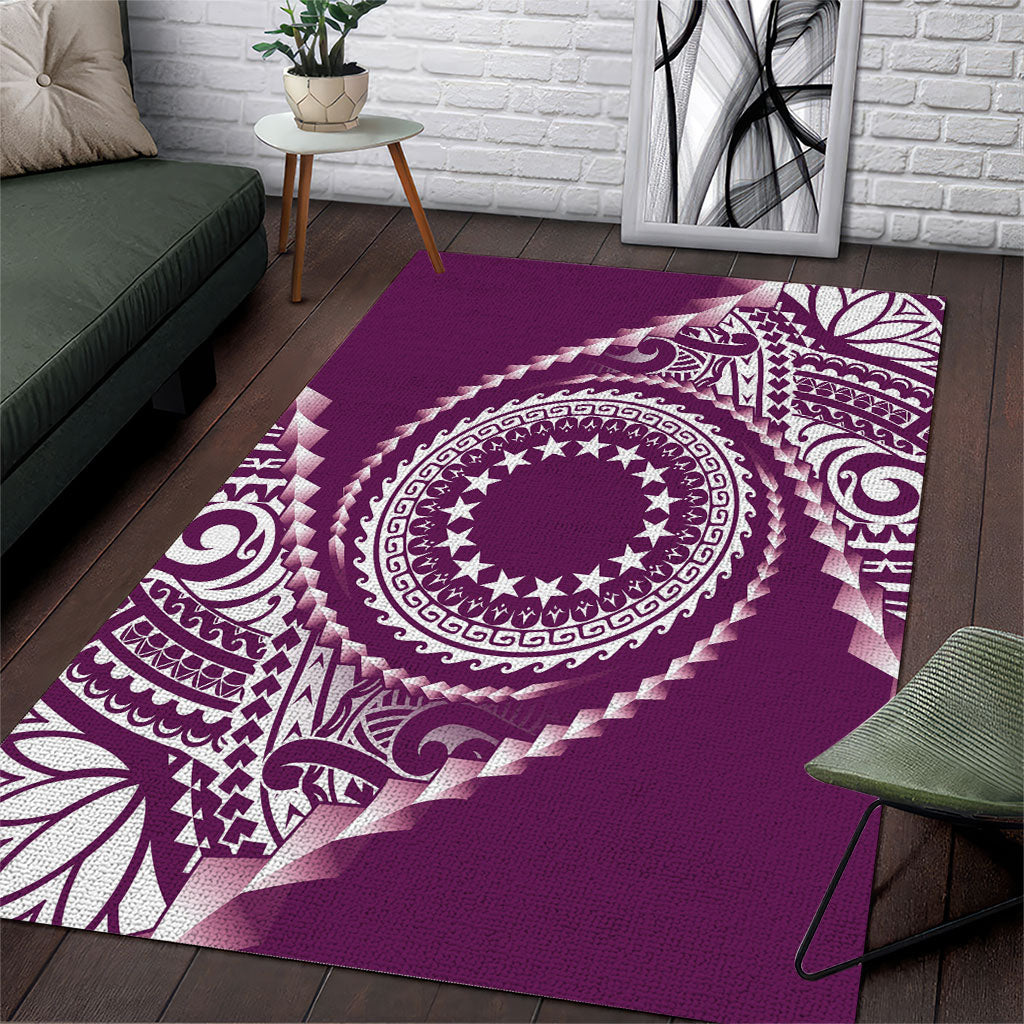 Cook Islands Gospel Day Area Rug Maroon Tribal Curves