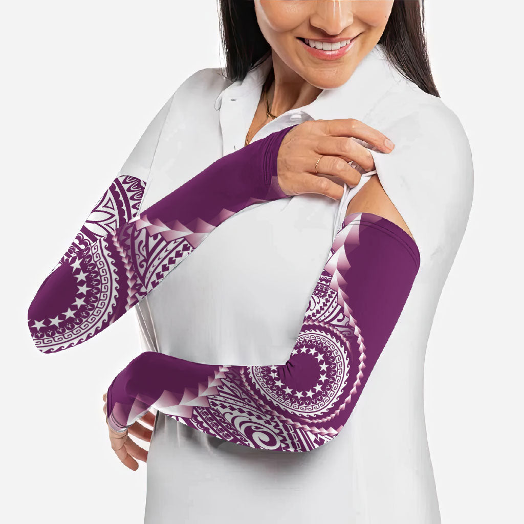Cook Islands Gospel Day Arm Sleeves Maroon Tribal Curves