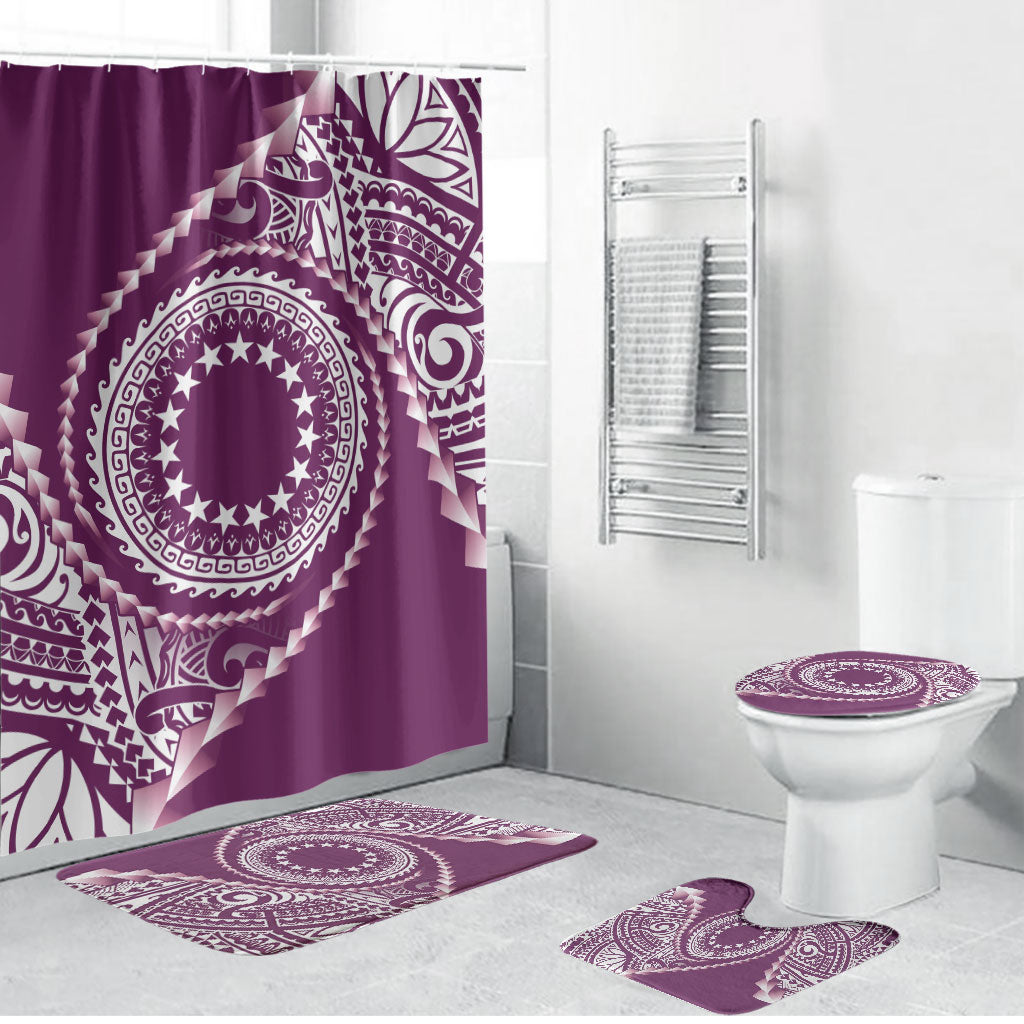 Cook Islands Gospel Day Bathroom Set Maroon Tribal Curves LT05 Bathroom Set (4 pcs) Maroon - Polynesian Pride