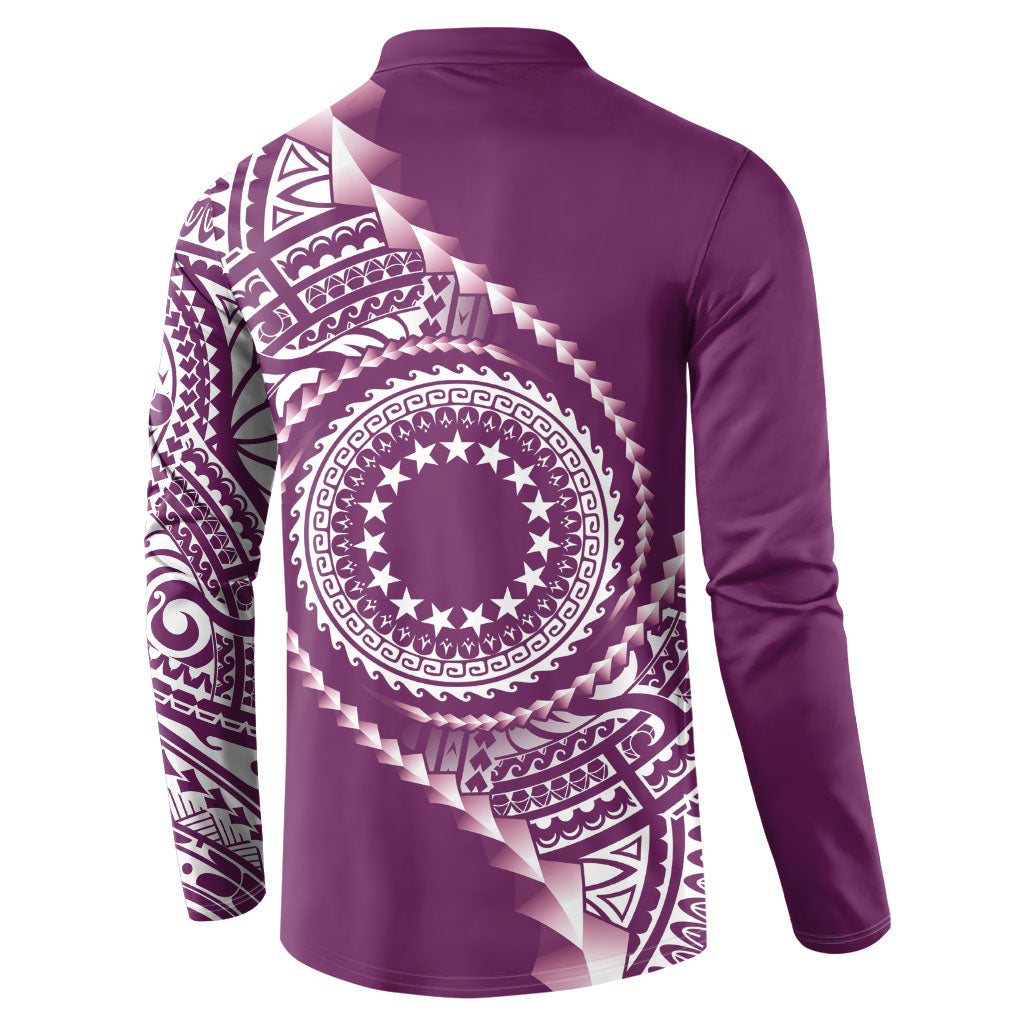 Cook Islands Gospel Day Button Sweatshirt Maroon Tribal Curves