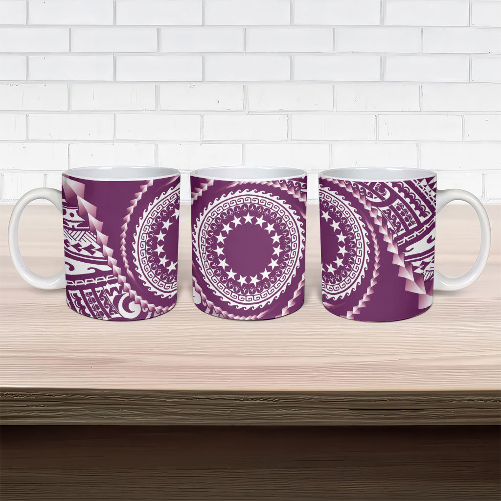 Cook Islands Gospel Day Ceramic Mug Maroon Tribal Curves