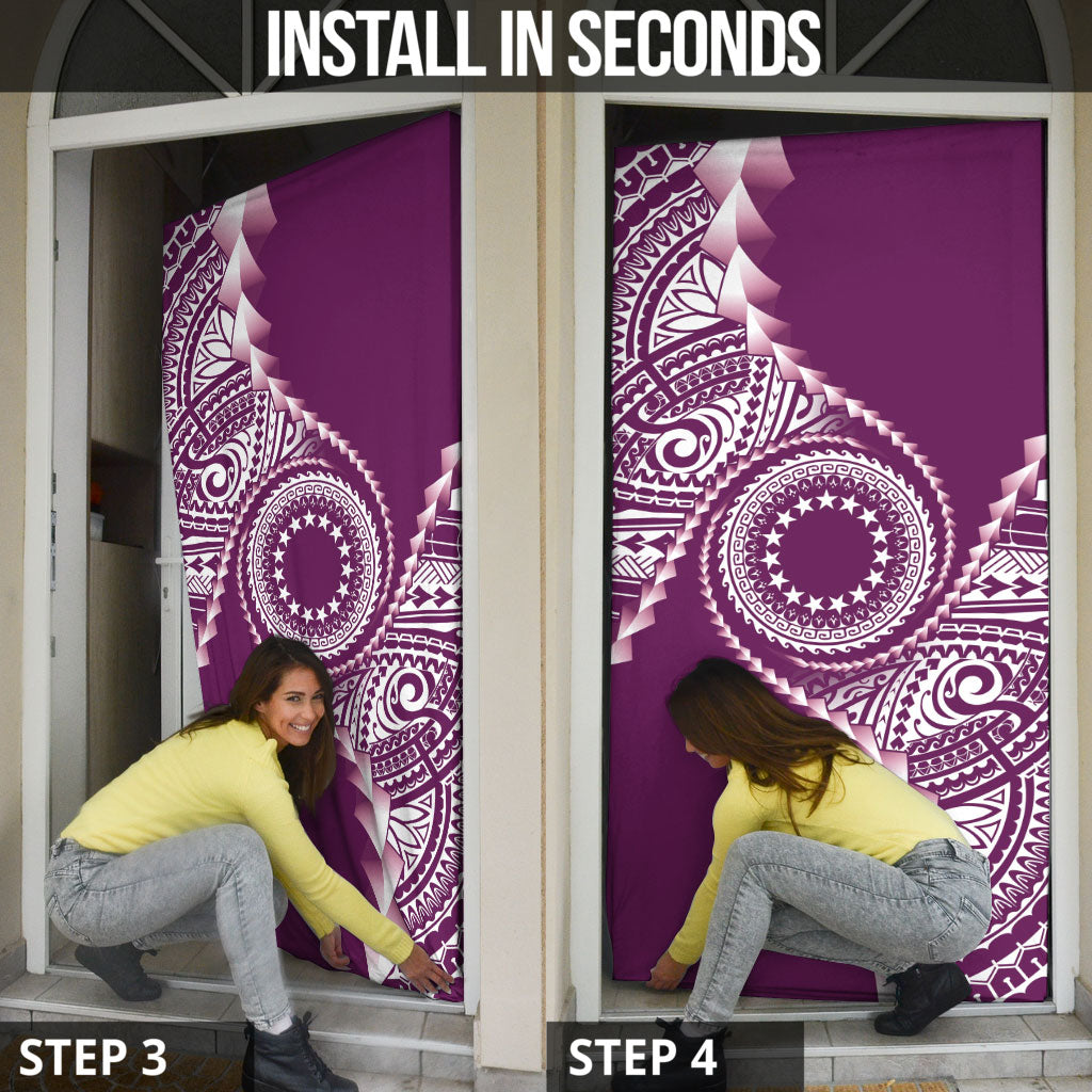 Cook Islands Gospel Day Door Cover Maroon Tribal Curves