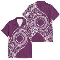 Cook Islands Gospel Day Family Matching Off Shoulder Maxi Dress and Hawaiian Shirt Maroon Tribal Curves