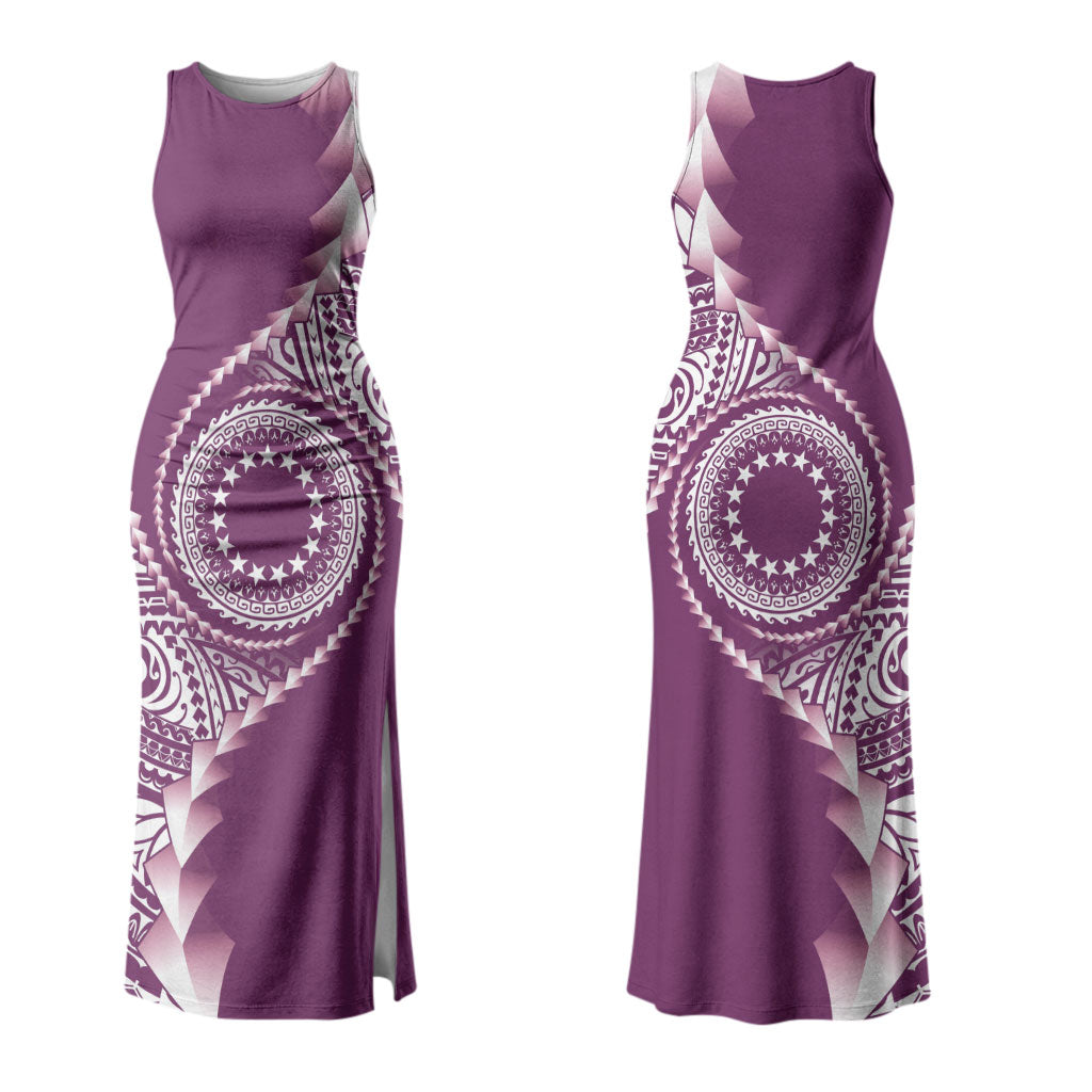 Cook Islands Gospel Day Family Matching Tank Maxi Dress and Hawaiian Shirt Maroon Tribal Curves