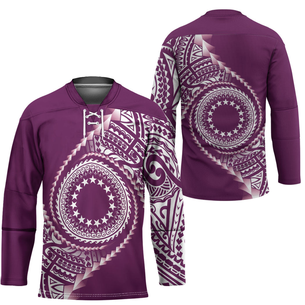 Cook Islands Gospel Day Hockey Jersey Maroon Tribal Curves