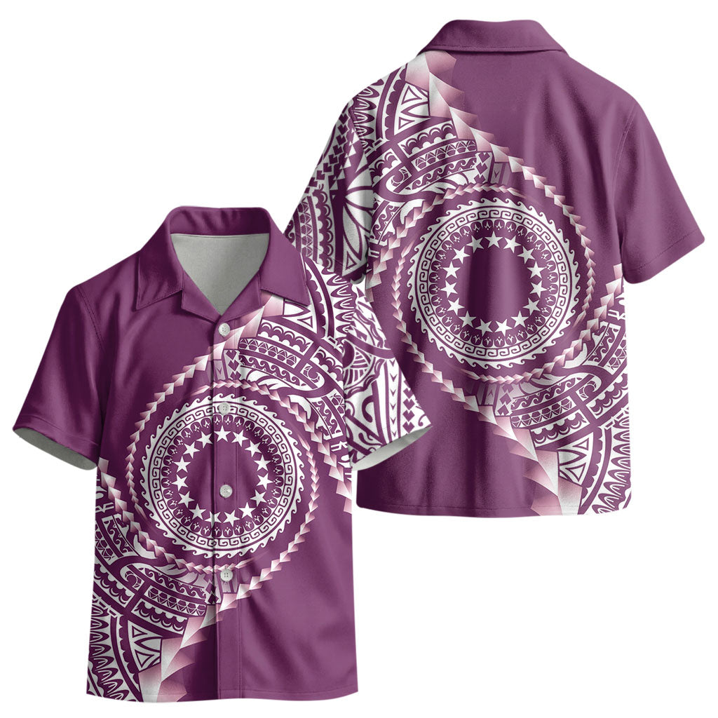 Cook Islands Gospel Day Kid Hawaiian Shirt Maroon Tribal Curves
