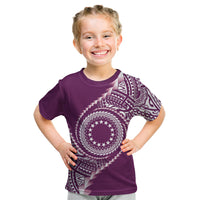Cook Islands Gospel Day Kid T Shirt Maroon Tribal Curves