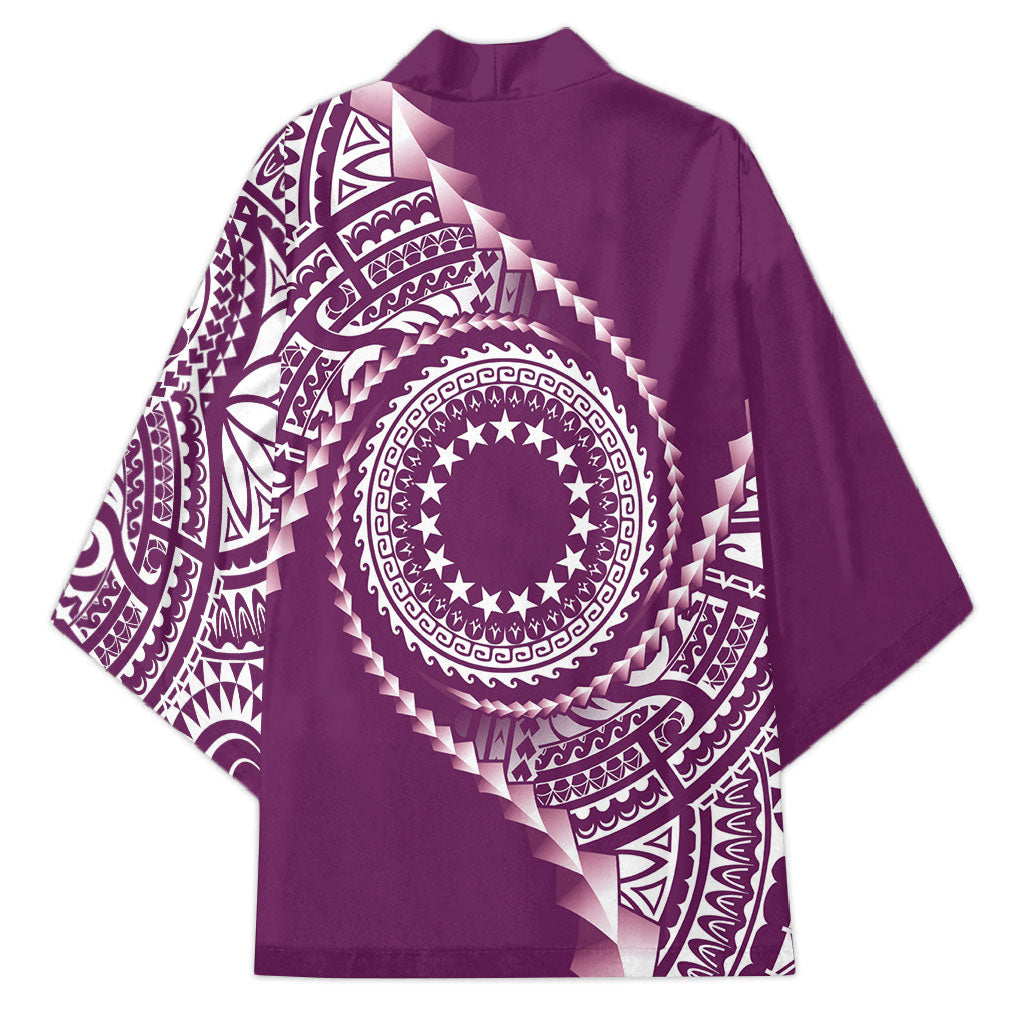Cook Islands Gospel Day Kimono Maroon Tribal Curves