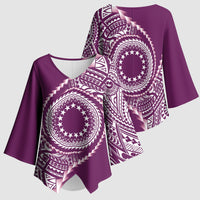 Cook Islands Gospel Day Kimono Sleeve Blouse Maroon Tribal Curves
