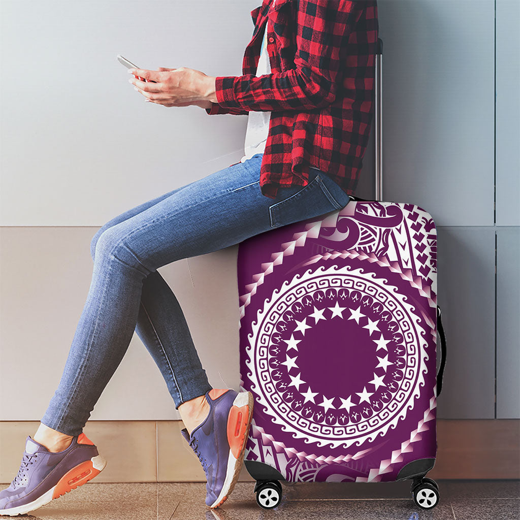 Cook Islands Gospel Day Luggage Cover Maroon Tribal Curves