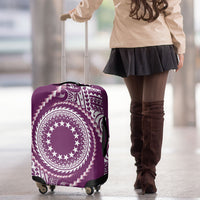 Cook Islands Gospel Day Luggage Cover Maroon Tribal Curves