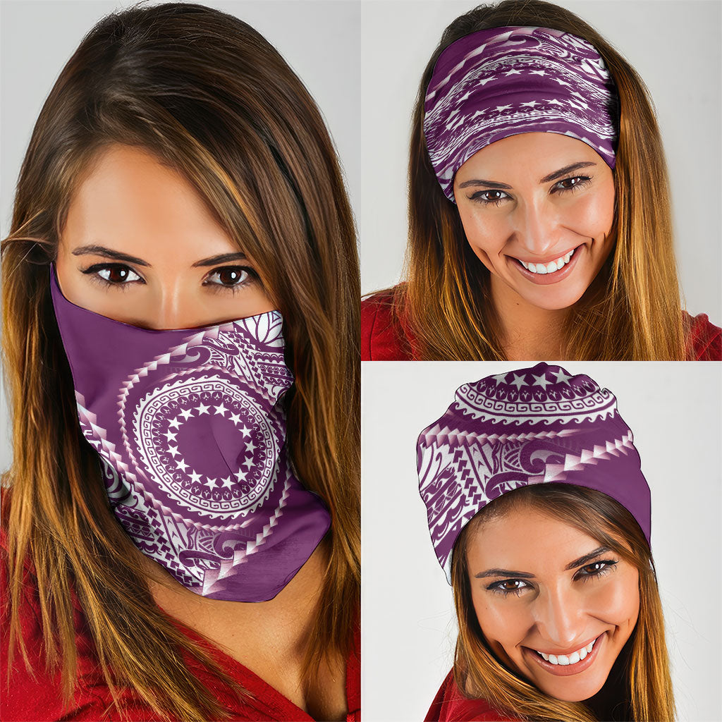 Cook Islands Gospel Day Neck Gaiter Maroon Tribal Curves