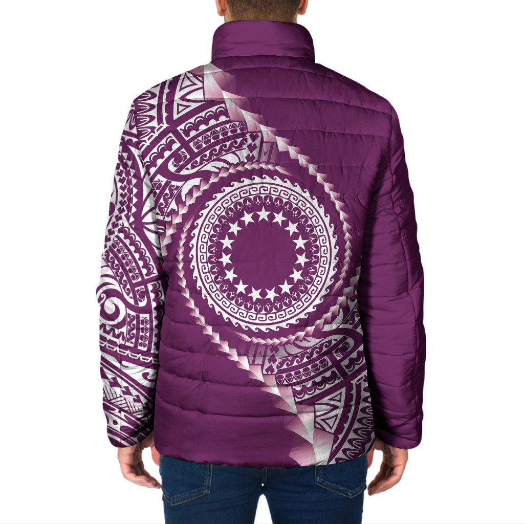 Cook Islands Gospel Day Padded Jacket Maroon Tribal Curves