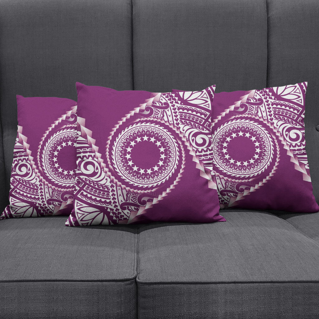 Cook Islands Gospel Day Pillow Cover Maroon Tribal Curves
