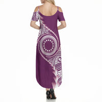 Cook Islands Gospel Day Summer Maxi Dress Maroon Tribal Curves