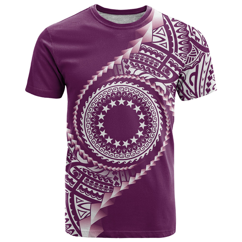 Cook Islands Gospel Day T Shirt Maroon Tribal Curves