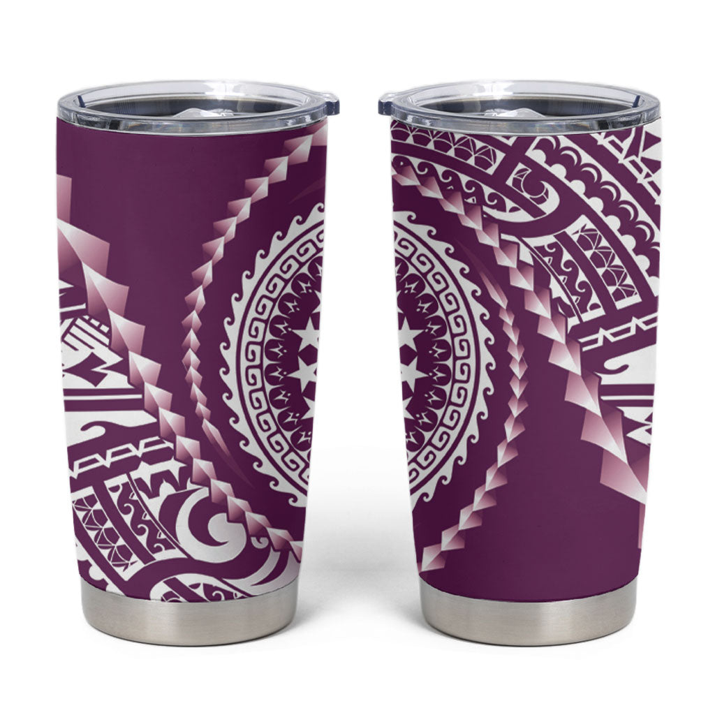 Cook Islands Gospel Day Tumbler Cup Maroon Tribal Curves