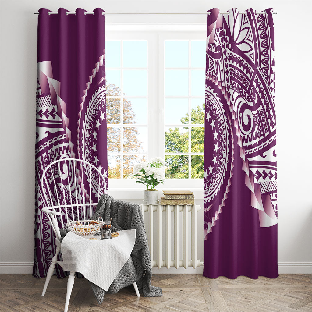 Cook Islands Gospel Day Window Curtain Maroon Tribal Curves