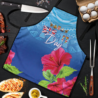 Bula Fiji Day Apron Traditional Tapa Pattern With Hibiscus LT05 Blue - Polynesian Pride