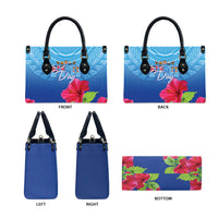 Bula Fiji Day Leather Bag Traditional Tapa Pattern With Hibiscus LT05 - Polynesian Pride