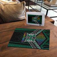 Hawaii Warriors Football Puzzle Rainbow Kakau Pattern Black