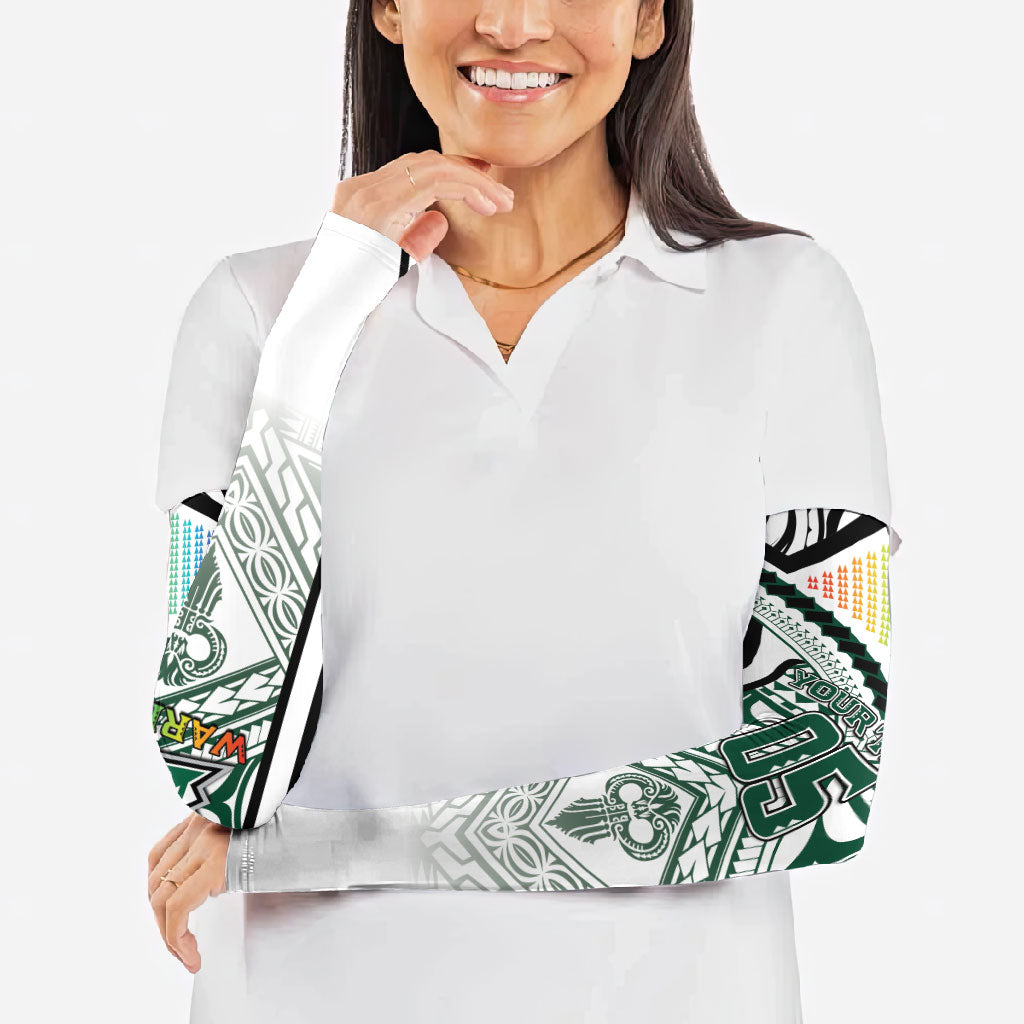 Custom Hawaii Warriors Football Arm Sleeves Rainbow Kakau Pattern White LT05 - Polynesian Pride