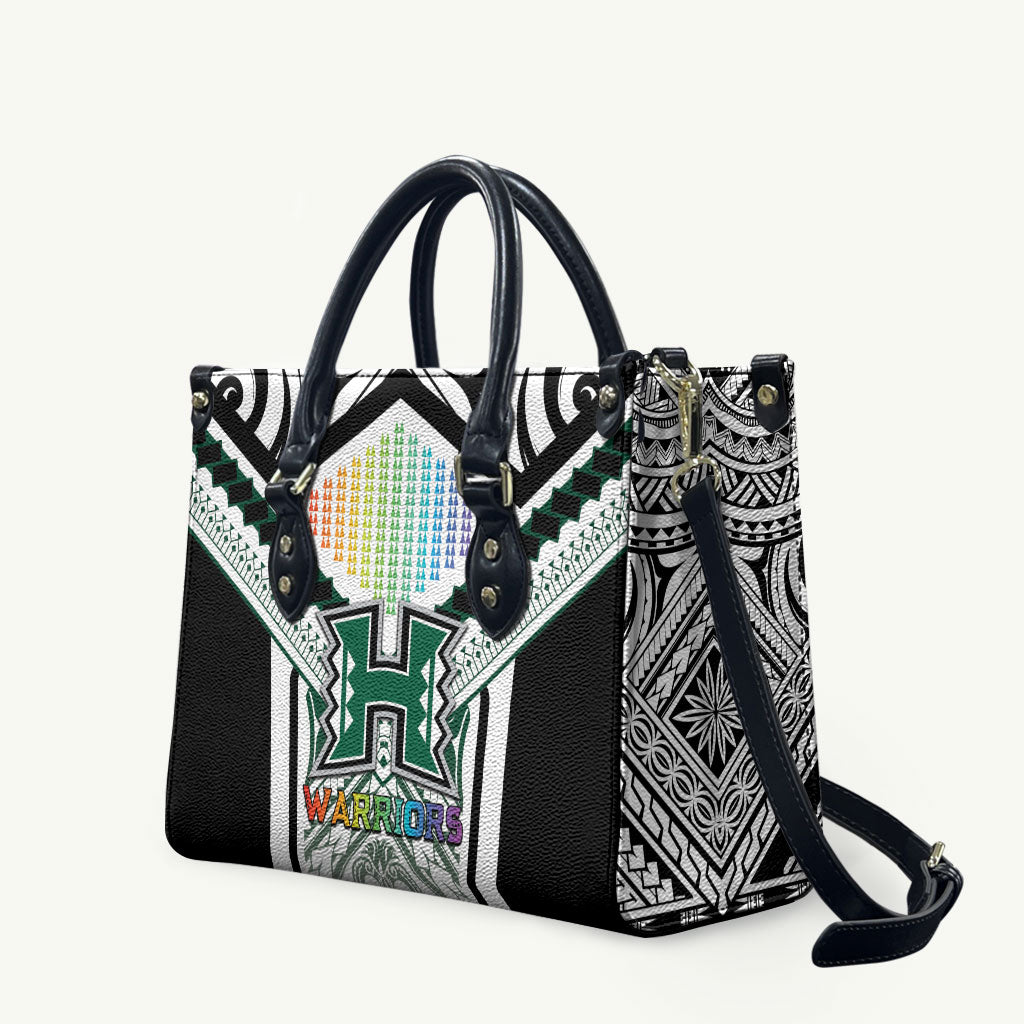 Hawaii Warriors Football Leather Bag Rainbow Kakau Pattern White