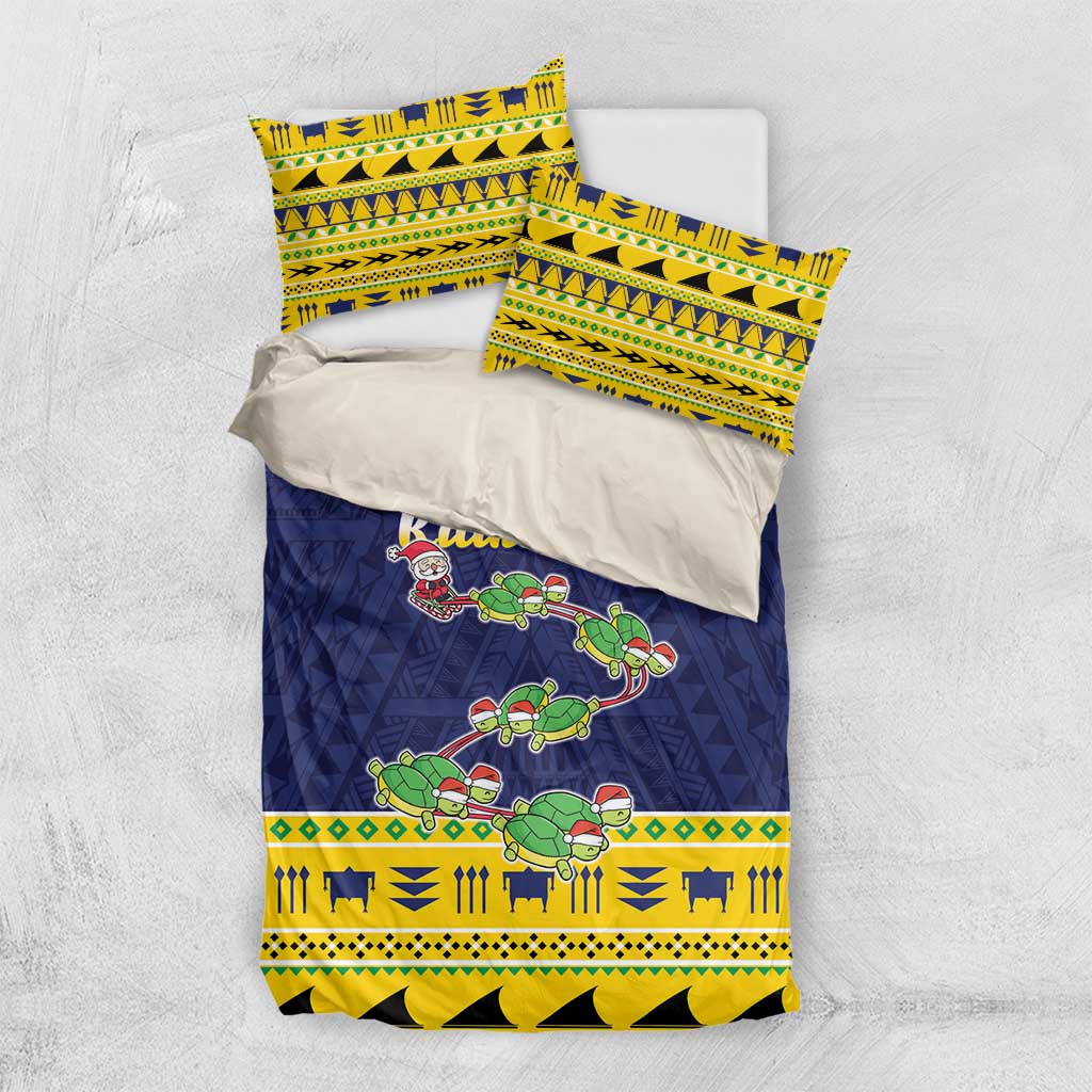 Tokelau Christmas Bedding Set Tokelauan Turtle Santa Sleigh