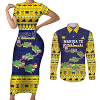Tokelau Christmas Couples Matching Short Sleeve Bodycon Dress and Long Sleeve Button Shirt Tokelauan Turtle Santa Sleigh