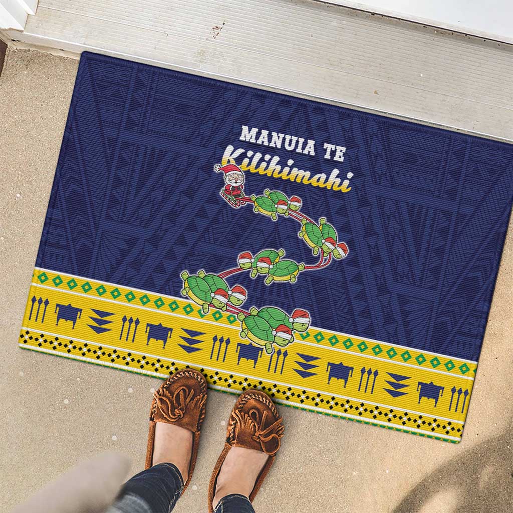 Tokelau Christmas Rubber Doormat Tokelauan Turtle Santa Sleigh