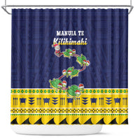 Tokelau Christmas Shower Curtain Tokelauan Turtle Santa Sleigh LT05 Yellow - Polynesian Pride
