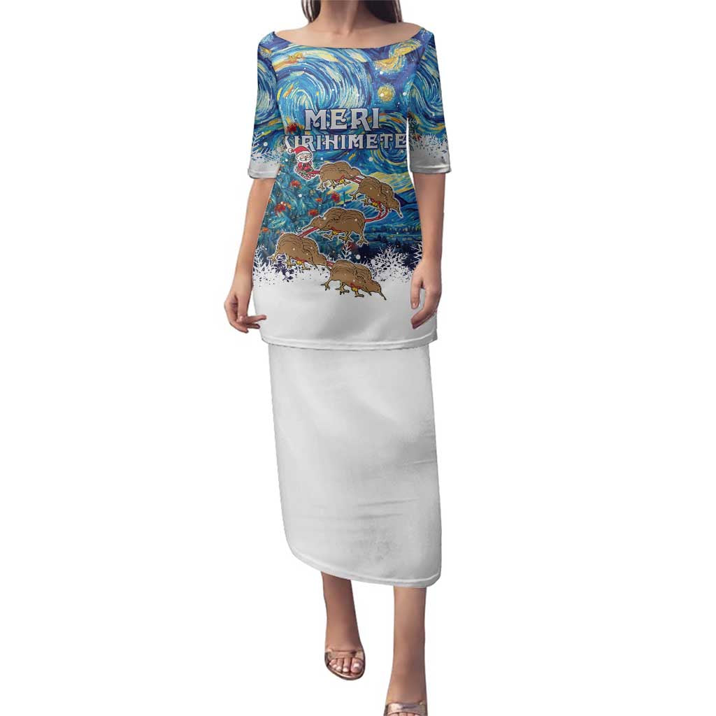 New Zealand Christmas Family Matching Puletasi and Hawaiian Shirt Kiwis Santa Sleigh Starry Night Style