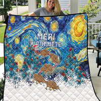 New Zealand Christmas Quilt Kiwis Santa Sleigh Starry Night Style LT05 Blue - Polynesian Pride