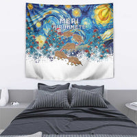 New Zealand Christmas Tapestry Kiwis Santa Sleigh Starry Night Style LT05 - Polynesian Pride