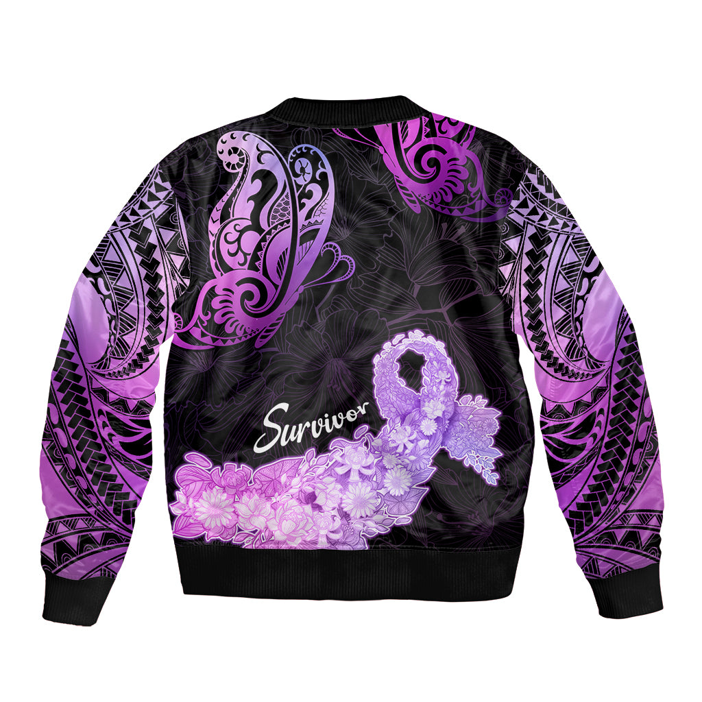 Pancreatic Cancer Awareness Bomber Jacket Keep Calm And Fight On Polynesian Pattern LT05 - Polynesian Pride