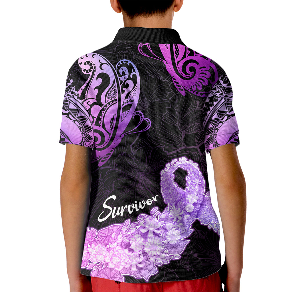 Pancreatic Cancer Awareness Kid Polo Shirt Keep Calm And Fight On Polynesian Pattern LT05 - Polynesian Pride