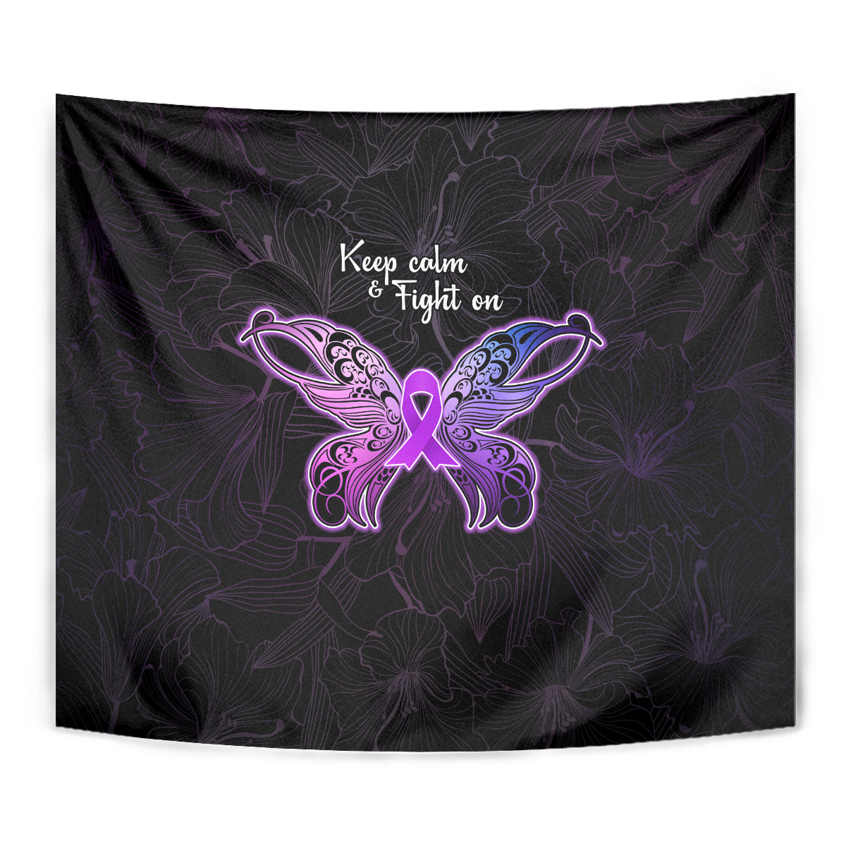 Pancreatic Cancer Awareness Tapestry Keep Calm And Fight On Polynesian Pattern LT05 - Polynesian Pride