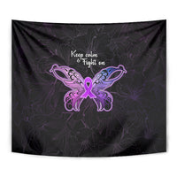 Pancreatic Cancer Awareness Tapestry Keep Calm And Fight On Polynesian Pattern LT05 - Polynesian Pride