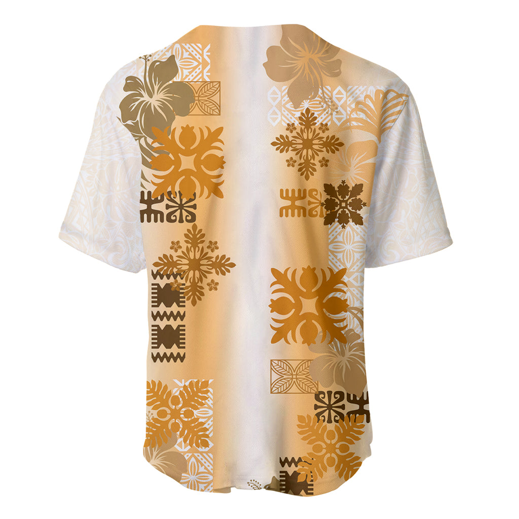 Hawaiian Quilt Baseball Jersey Vintage Pattern Brown LT05 - Polynesian Pride