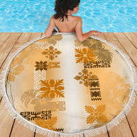 Hawaiian Quilt Beach Blanket Vintage Pattern Brown LT05 - Polynesian Pride