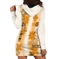 Hawaiian Quilt Hoodie Dress Vintage Pattern Brown LT05 - Polynesian Pride