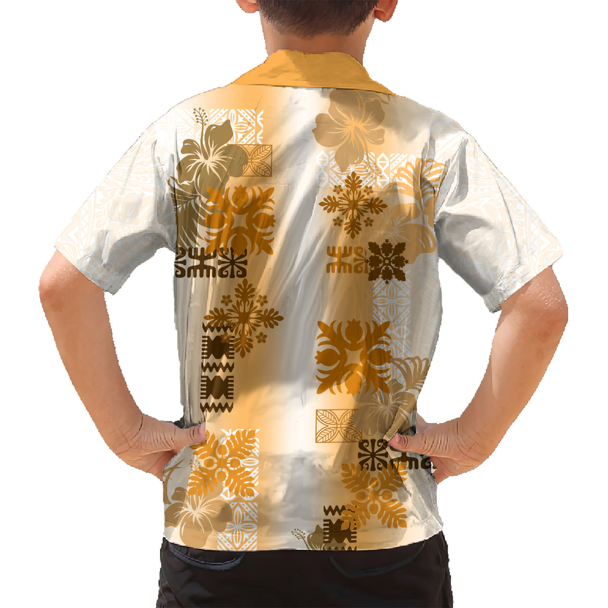 Hawaiian Quilt Kid Hawaiian Shirt Vintage Pattern Brown LT05 - Polynesian Pride