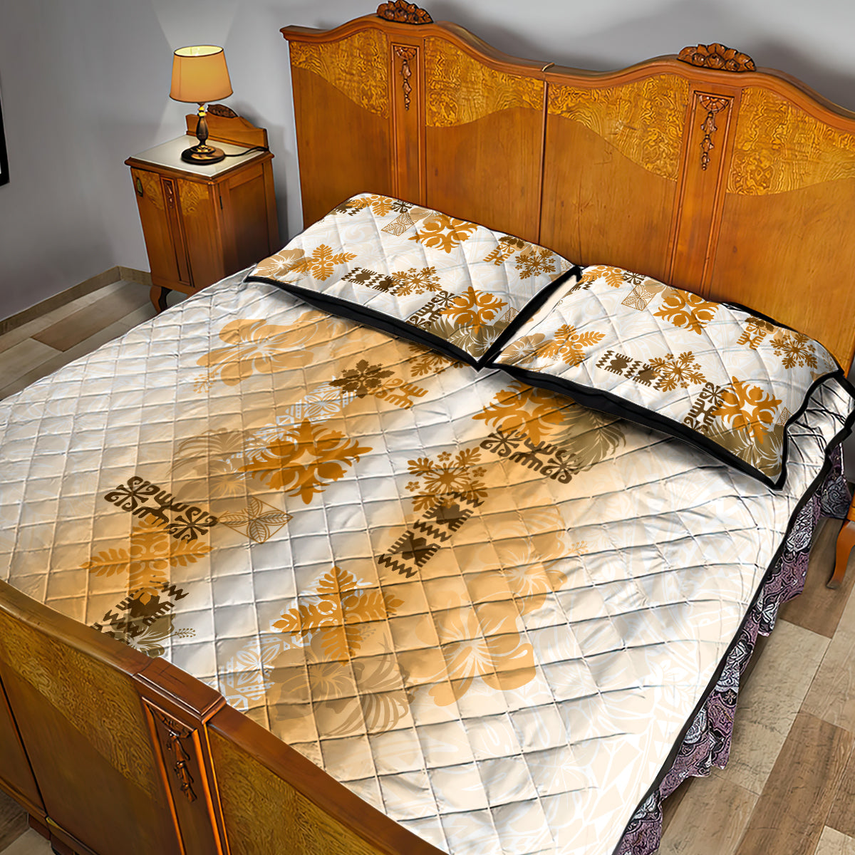 Hawaiian Quilt Quilt Bed Set Vintage Pattern Brown LT05 - Polynesian Pride