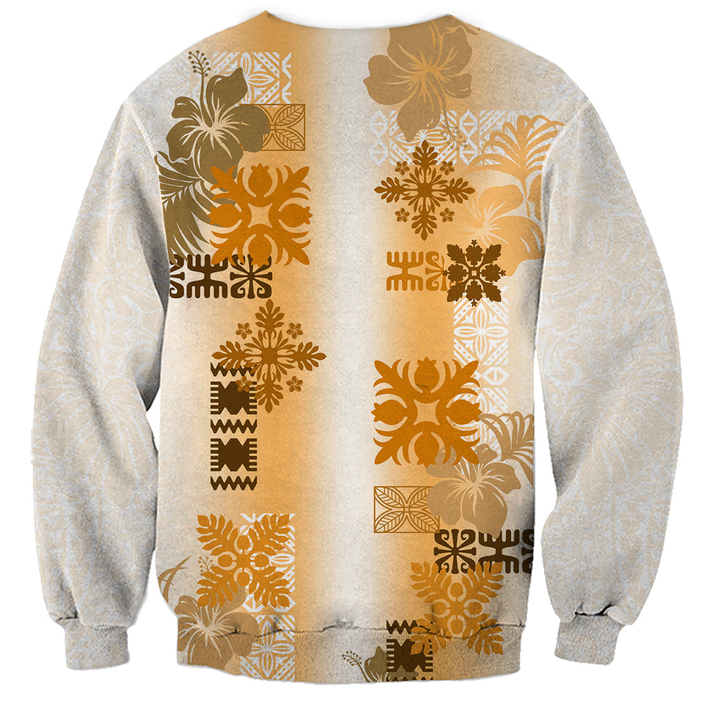 Hawaiian Quilt Sweatshirt Vintage Pattern Brown LT05 - Polynesian Pride