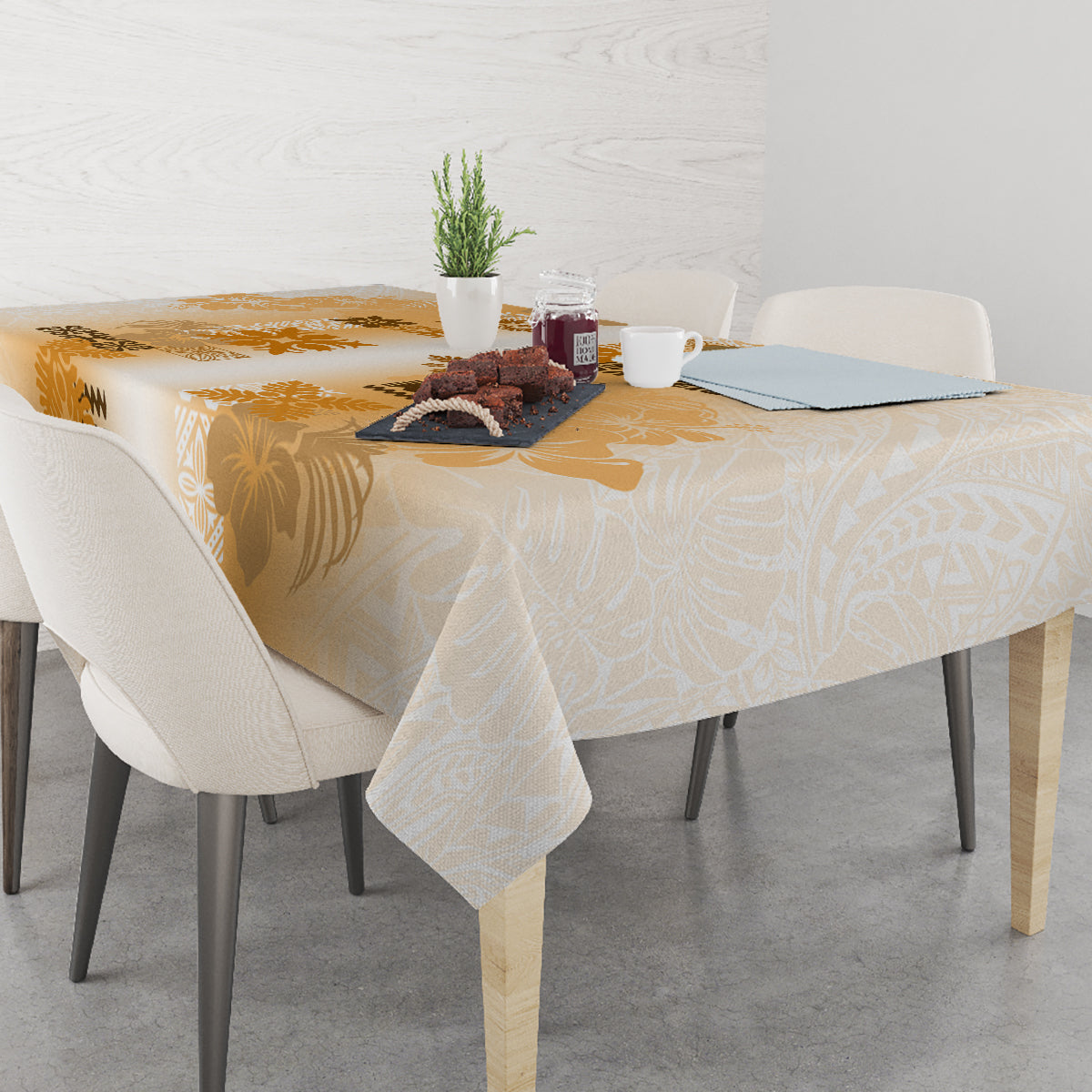 Hawaiian Quilt Tablecloth Vintage Pattern Brown LT05 - Polynesian Pride