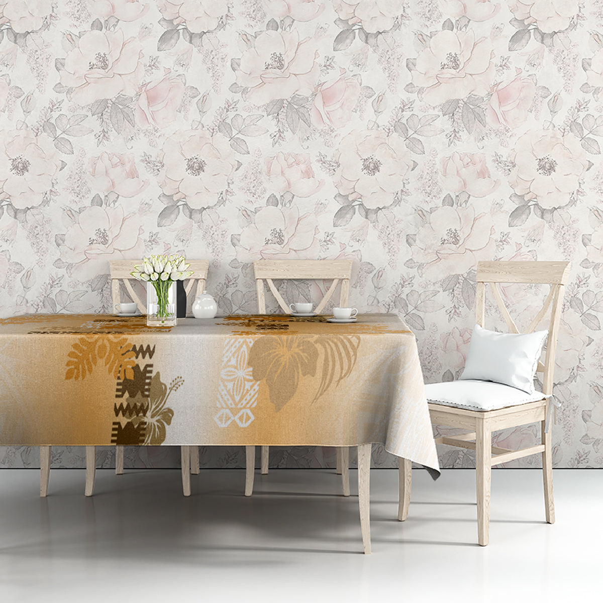 Hawaiian Quilt Tablecloth Vintage Pattern Brown LT05 - Polynesian Pride