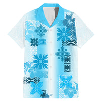 Hawaiian Quilt Family Matching Mermaid Dress and Hawaiian Shirt Vintage Pattern Blue LT05 Dad's Shirt - Short Sleeve Blue - Polynesian Pride